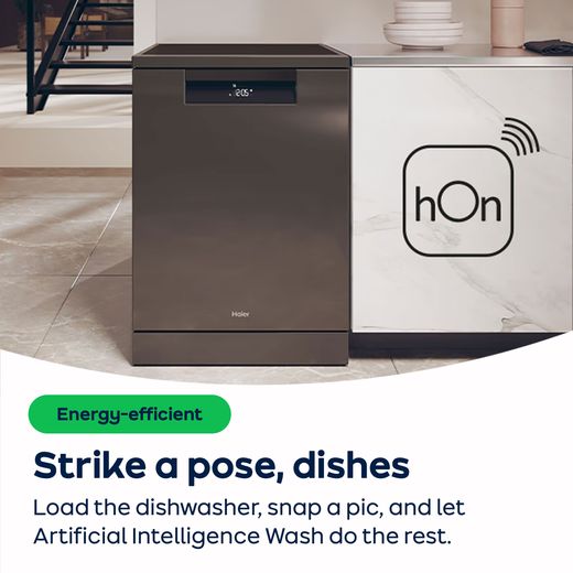 Haier I-Pro Shine Series 3 Standard Dishwasher - White - AO Annotation - Artifical Intelligence wash